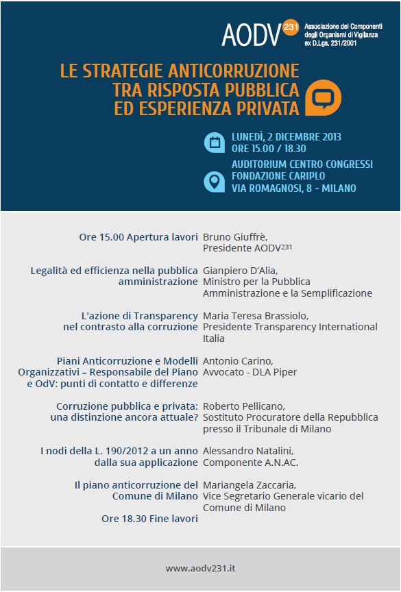 Le strategie Anticorruzione tra risposta pubblica ed esperienza privata
