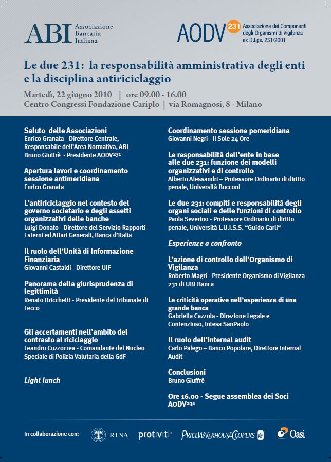 Le due 231: la responsabilità amministrativa degli enti e la disciplina antiriciclaggio