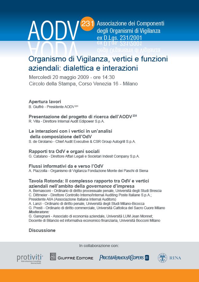 Organismo di Vigilanza, vertici e funzioni aziendali: dialettica e interazioni